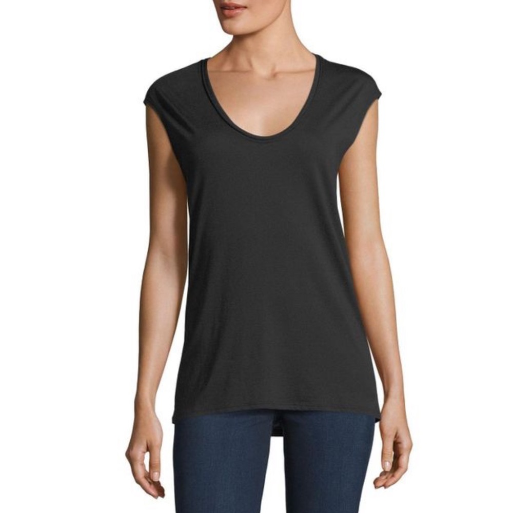 Theory Black Madya Plume Jersey Crewneck‎ Top